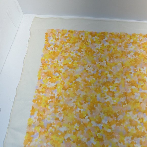 Vintage Womens Orange Yellow Daisy Floral Square Scarf MCM 1960s Style Poly - Picture 9 of 10